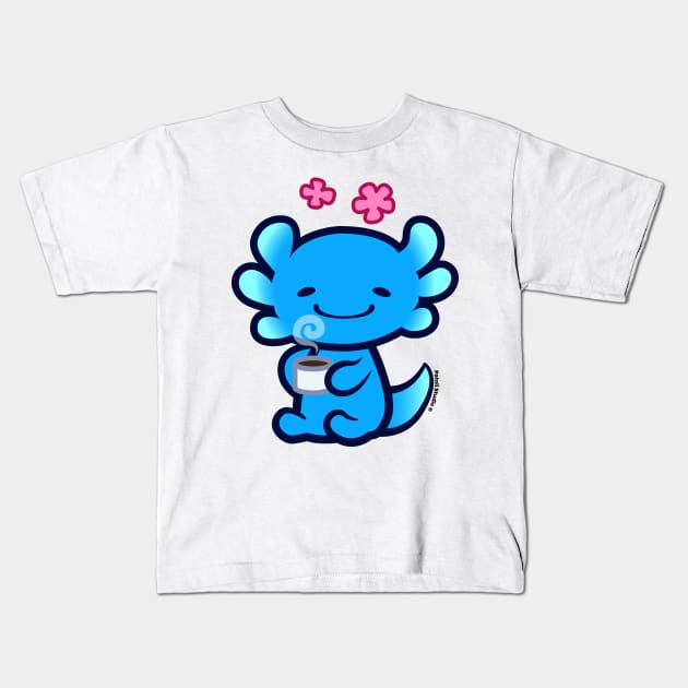 Oli Axolotl coffe time by Patoli Studio Kids T-Shirt by Patoli Studio